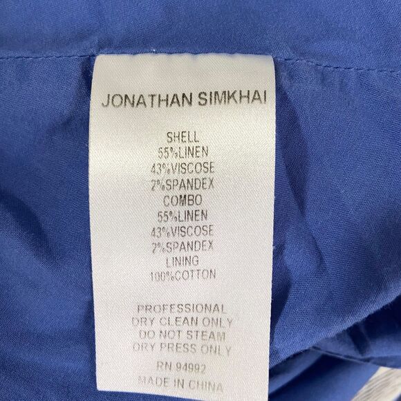 Jonathan Simkhai Ella Floral Midi Dress Size 6 Floral Linen Blend Puff Sleeves - Picture 6 of 7